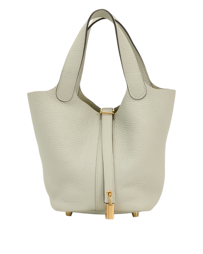 Picotin Lock 18 In Clemence Gris Neve, &pound;3,200, Handbags, Grey, Leather, Front view